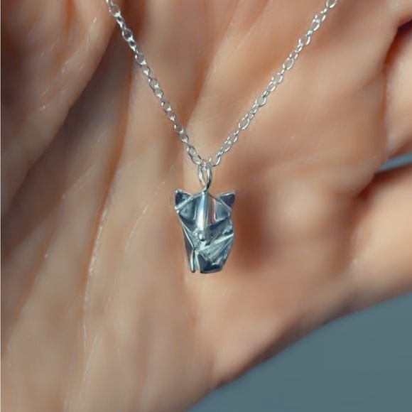 Sterling Silver Origami Fox Necklace - Picture 9 of 9